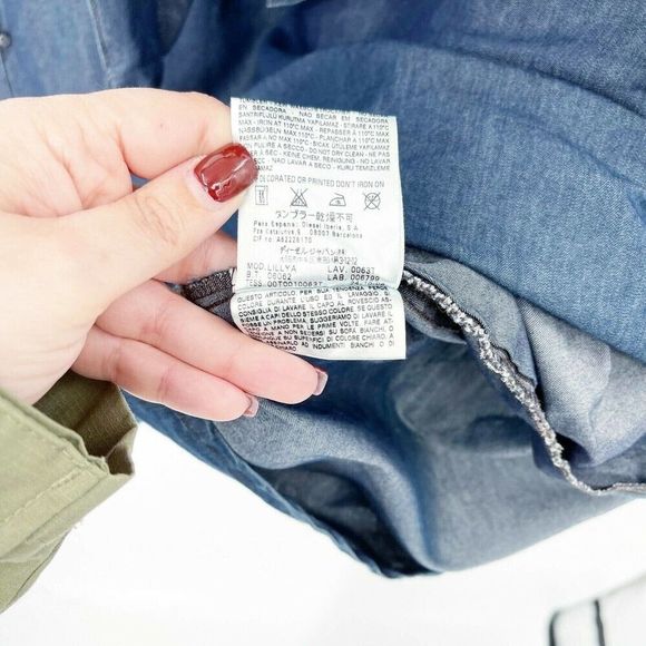 Diesel Silk Blend Chambray Tunic Dress Sz XS Blue Tie Neck Pockets Sleeveless - Picture 5 of 9